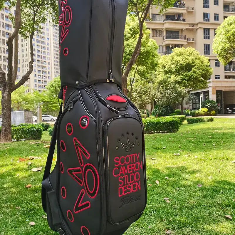 [BUNJANG] Crown Waterproof Scrub Caddy Bag (Black/Red) / 골프백 왕관 방수 스크럽 캐디백(블랙레드)