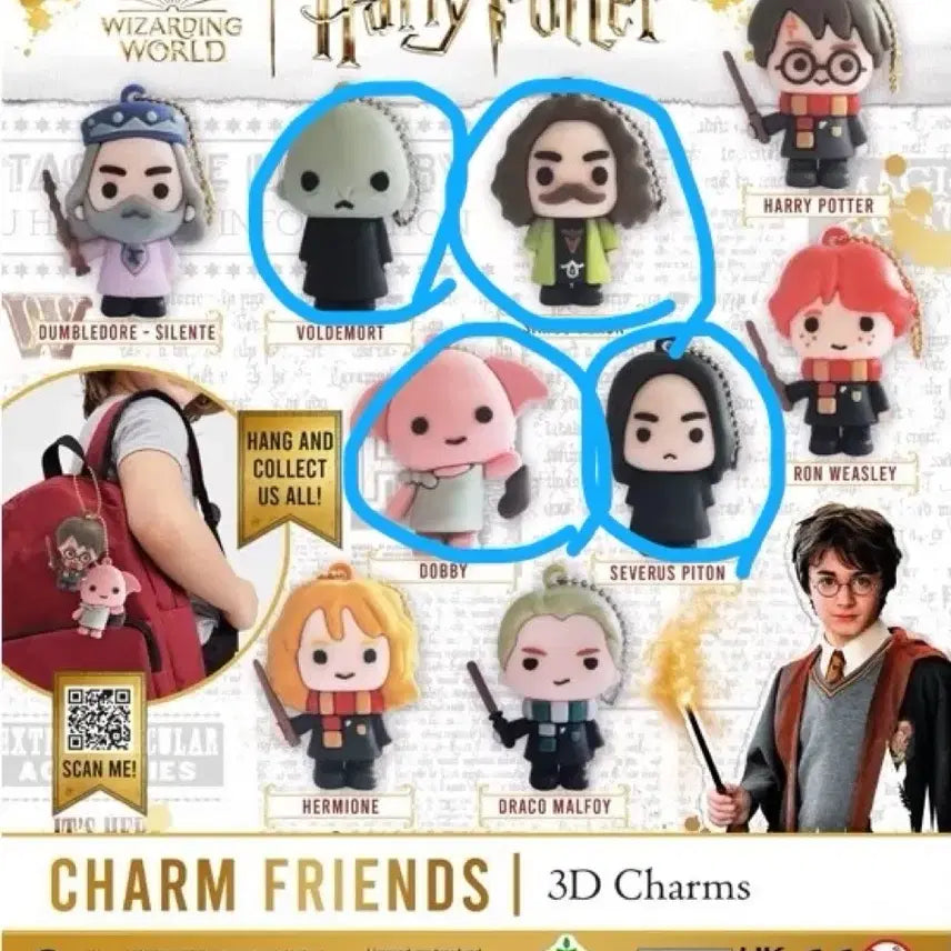 [BUNJANG] Harry Potter Friends Charm Keychain Bundle (Voldemort, Sirius Black, Dobby, Snape) / 해리포터 프렌즈 참 키링 일괄 (볼드모트,시리우스 블랙,도비,스네이프)