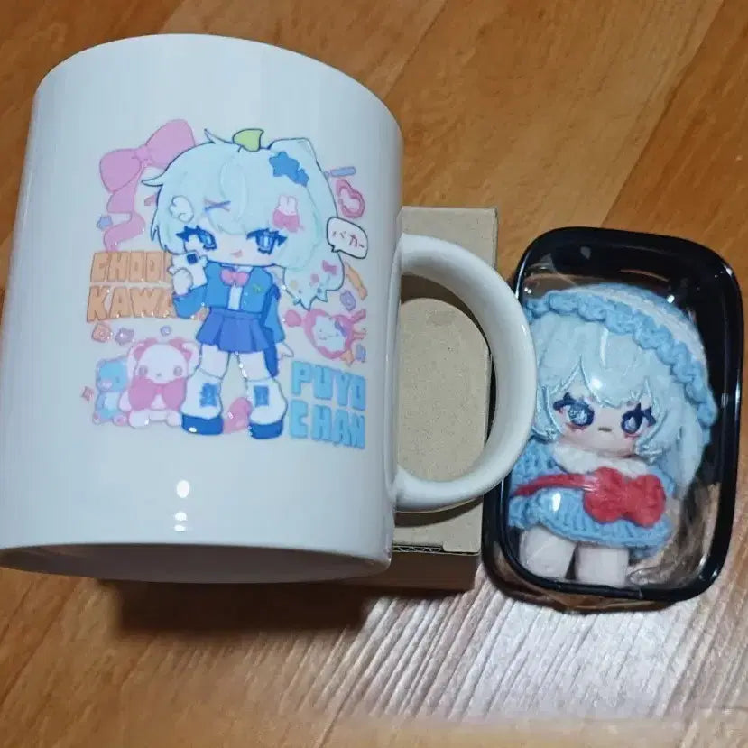 [BUNJANG] Puyo Character Merchandise Mug Cup and Puding Doll Set / 숲 스트리머 뿌요 생캎 굿즈 팝니다