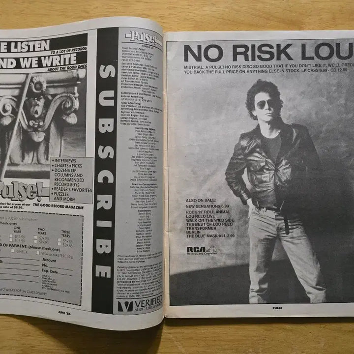 [BUNJANG] Lou Reed Tower Records Pulse! Magazine (June 1986) / 매거진 Lou Reed 루 리드 Tower Records Pulse!