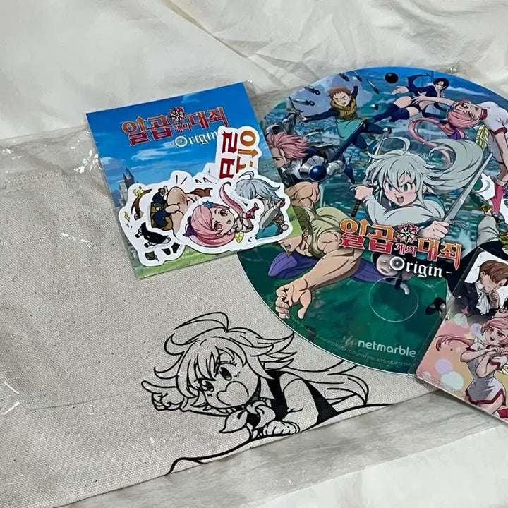 [BUNJANG] The Seven Deadly Sins Goods Set - Eco Bag, Sticker Pack, Card, Fan / [칠대죄 일곱개의 대죄 굿즈 세트] 에코백, 스티커팩, 카드, 부채