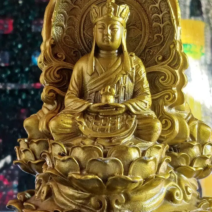 [BUNJANG] Brass Golden Maitreya Buddha Statue / 황동 황금색 삼존불여래상 복덕구족불