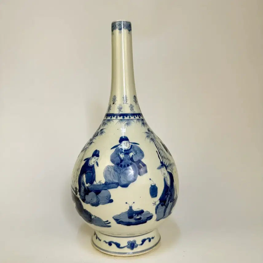 [BUNJANG] Blue and White Figure Decorated Vase / 청화 인물문 담병