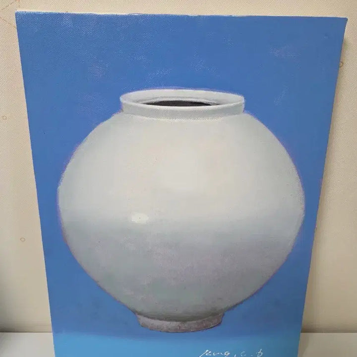 [BUNJANG] Park Kwang-Chul Moon Jar Oil Painting / 박광출 달항아리 유화 작품 (파란색)