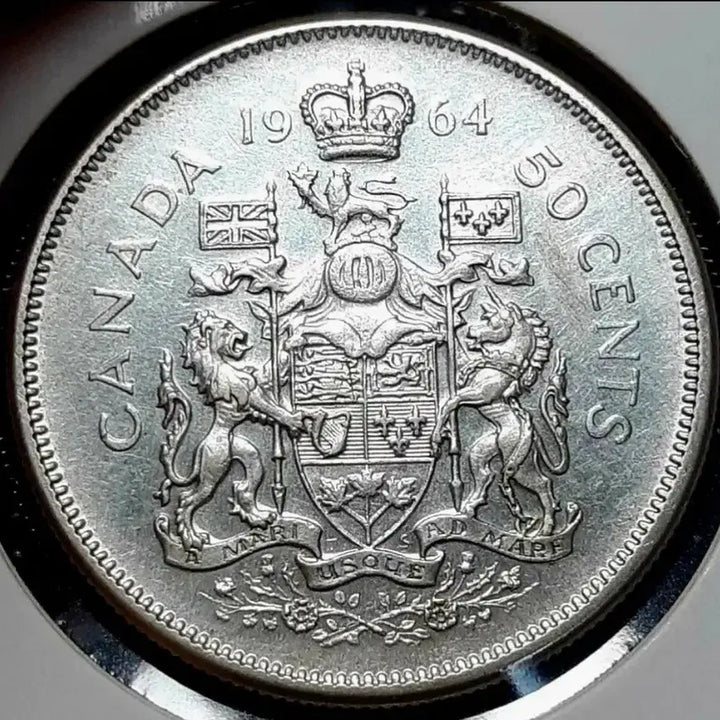 [BUNJANG] Canada 1964 50 Cents Silver Coin (Uncirculated) / [은화]캐나다 미사용 1964년 50센트 대형.외국주화 주화 화폐 동전