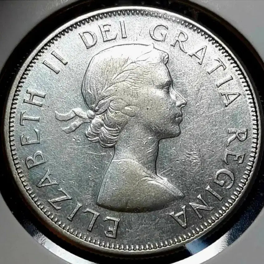 [BUNJANG] Canada 1964 50 Cents Silver Coin (Uncirculated) / [은화]캐나다 미사용 1964년 50센트 대형.외국주화 주화 화폐 동전