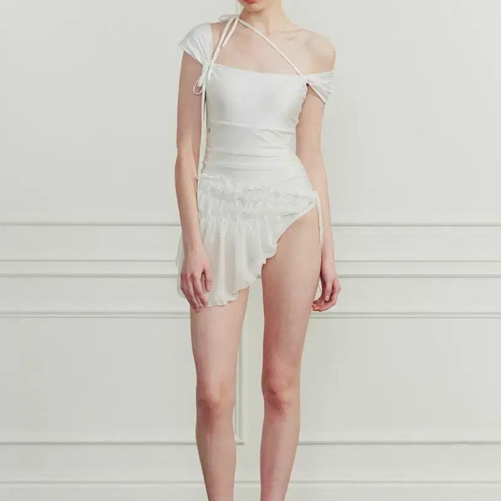 [BUNJANG] Pain or Pleasure Dew Cowl Monokini White Swimsuit S / 페인오어플레져 듀 카울 화이트 모노키니 비니키 수영복 S