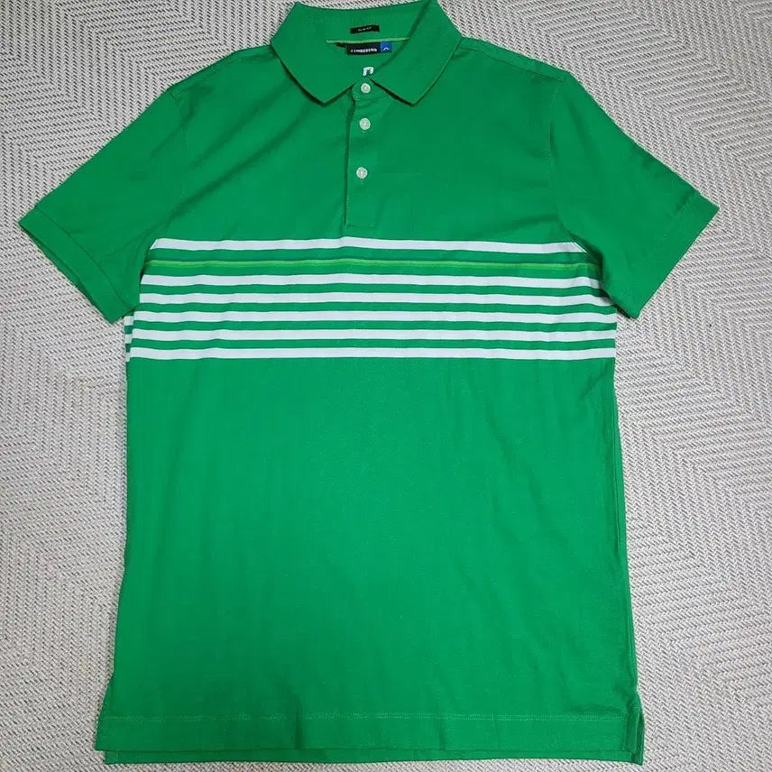 [BUNJANG] J.LINDEBERG Green Stripe Short Sleeve Polo Shirt / 95)제이린드버그 그린 스트라이프 반팔 폴로티