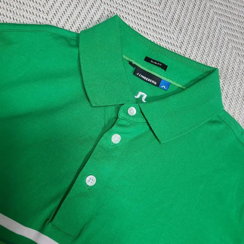 [BUNJANG] J.LINDEBERG Green Stripe Short Sleeve Polo Shirt / 95)제이린드버그 그린 스트라이프 반팔 폴로티
