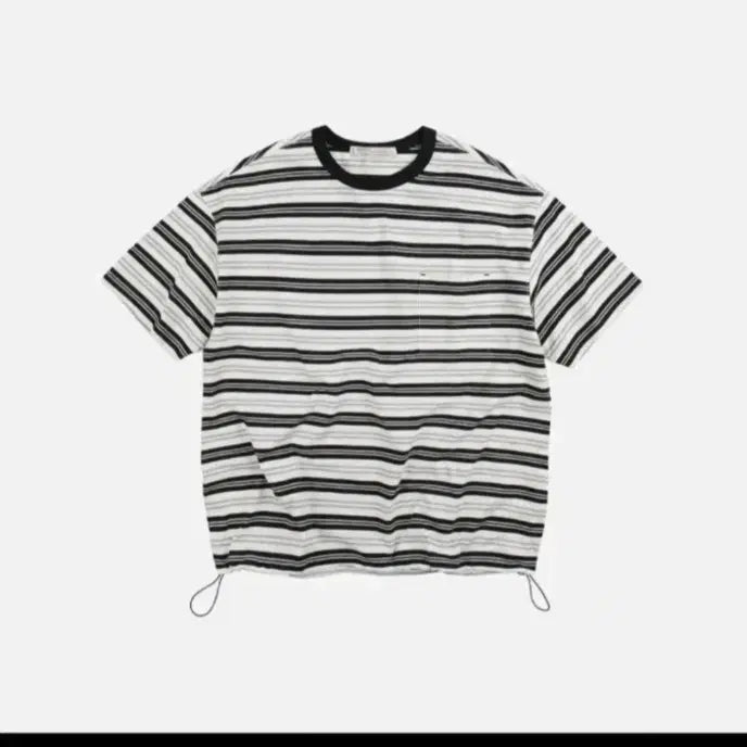 [BUNJANG] Frizmworks Hosu Multi Stripe Short Sleeve T-Shirt Black S / 프리즘웍스 호수 멀티 스트라이프 반팔 블랙 S