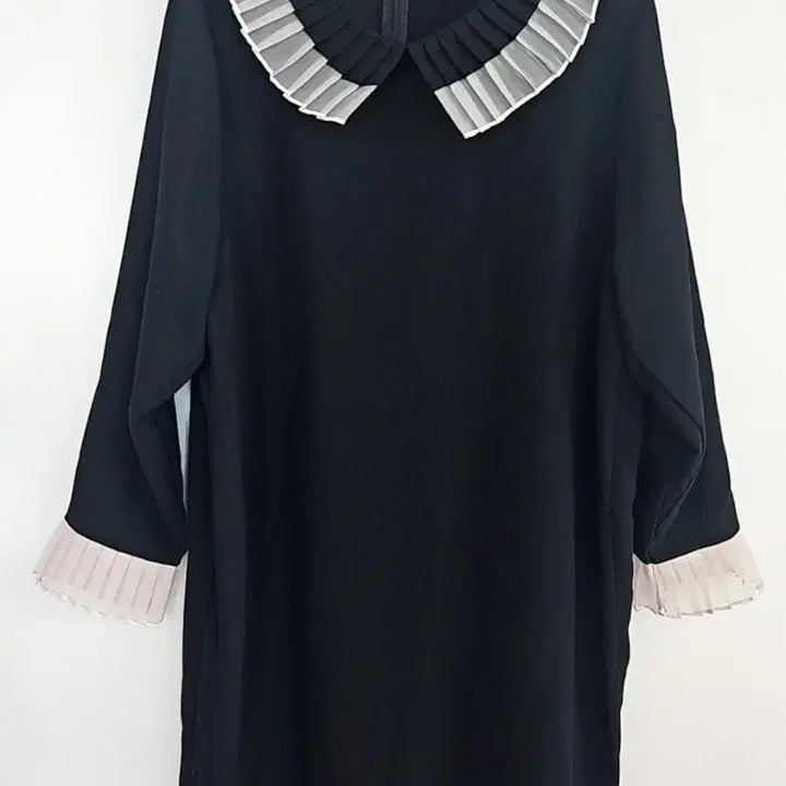 [BUNJANG] Pleated Collar Black Blouse Mini Dress / 플리츠 칼라 블랙 블라우스겸 미니원피스