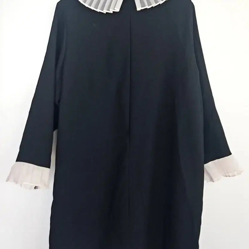 [BUNJANG] Pleated Collar Black Blouse Mini Dress / 플리츠 칼라 블랙 블라우스겸 미니원피스
