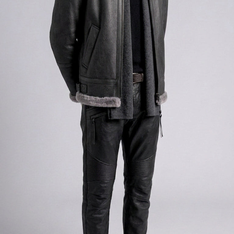 [BUNJANG] Bike Gear Real Cowhide Leather Hard Rider Biker Pants (Size 32) / 바이크기어 / 리얼 카우레더 소가죽 하드 라이더 바이커 팬츠 / 32
