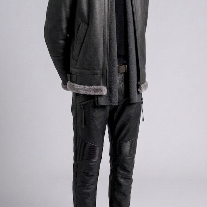 [BUNJANG] Bike Gear Real Cowhide Leather Hard Rider Biker Pants (Size 32) / 바이크기어 / 리얼 카우레더 소가죽 하드 라이더 바이커 팬츠 / 32