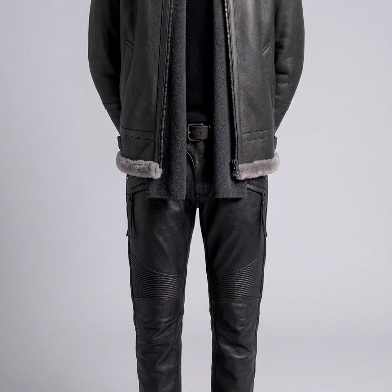 [BUNJANG] Bike Gear Real Cowhide Leather Hard Rider Biker Pants (Size 32) / 바이크기어 / 리얼 카우레더 소가죽 하드 라이더 바이커 팬츠 / 32