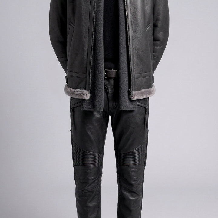 [BUNJANG] Bike Gear Real Cowhide Leather Hard Rider Biker Pants (Size 32) / 바이크기어 / 리얼 카우레더 소가죽 하드 라이더 바이커 팬츠 / 32