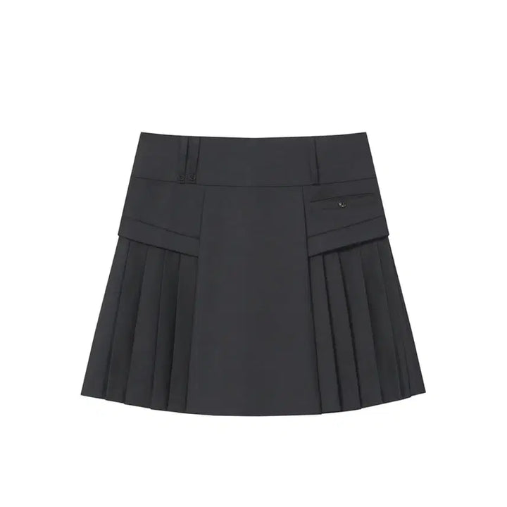 [BUNJANG] Miseki Seoul Side Pleats Line Midi Skirt with Ginny Wallet / 미세키서울 side pleats line midi skirt + 기니지갑
