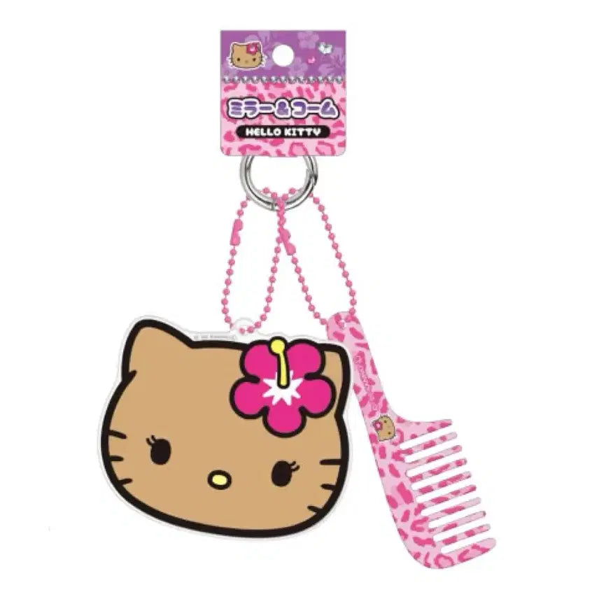 [BUNJANG] Sanrio Hello Kitty Mirror &amp; Comb Keychain Set / 산리오 헬로키티 거울+빗 키링 세트