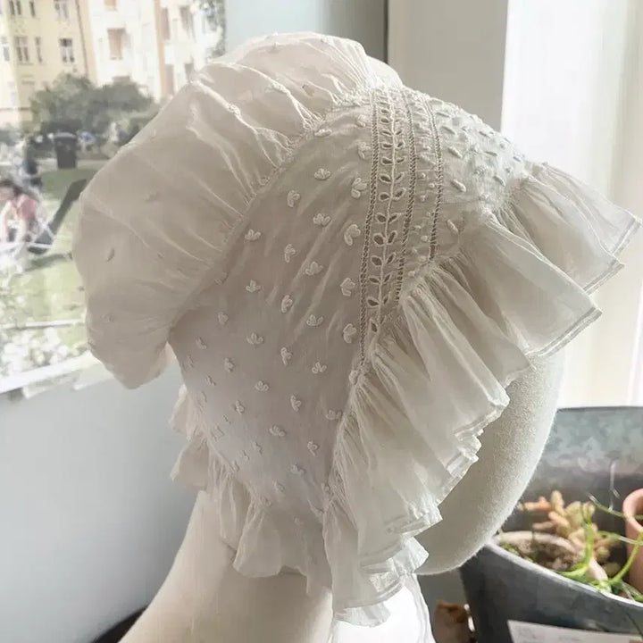 [BUNJANG] French Vintage Cotton Bonnet with Lace / 프랑스 빈티지 얇은 코튼보넷
