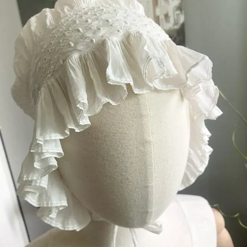 [BUNJANG] French Vintage Cotton Bonnet with Lace / 프랑스 빈티지 얇은 코튼보넷