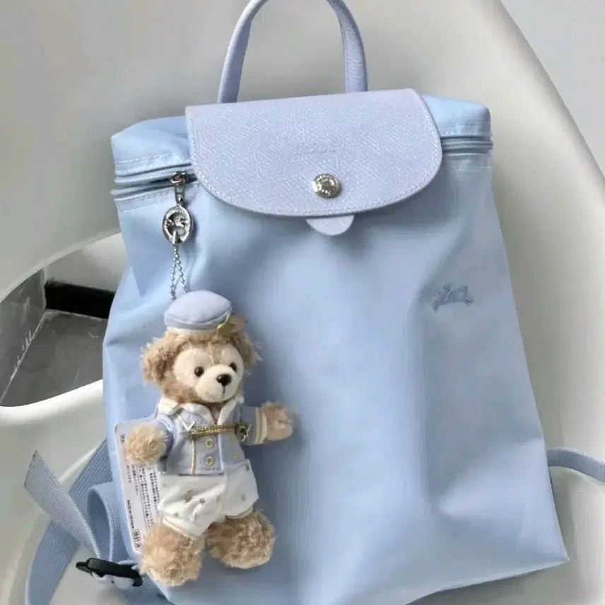 [BUNJANG] Longchamp Le Pliage Club Backpack - Sky Blue Set / 병행 직수입 새상품 롱샴 르플리아쥬 클럽 백팩 하늘+이너백+산리오키링세트