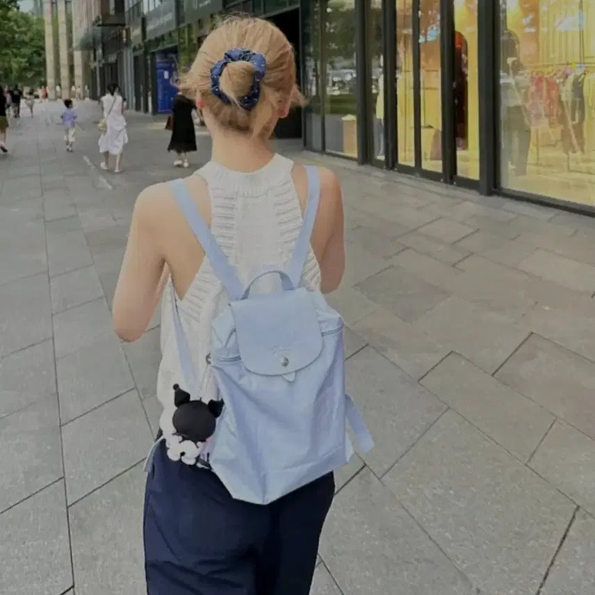 [BUNJANG] Longchamp Le Pliage Club Backpack - Sky Blue Set / 병행 직수입 새상품 롱샴 르플리아쥬 클럽 백팩 하늘+이너백+산리오키링세트