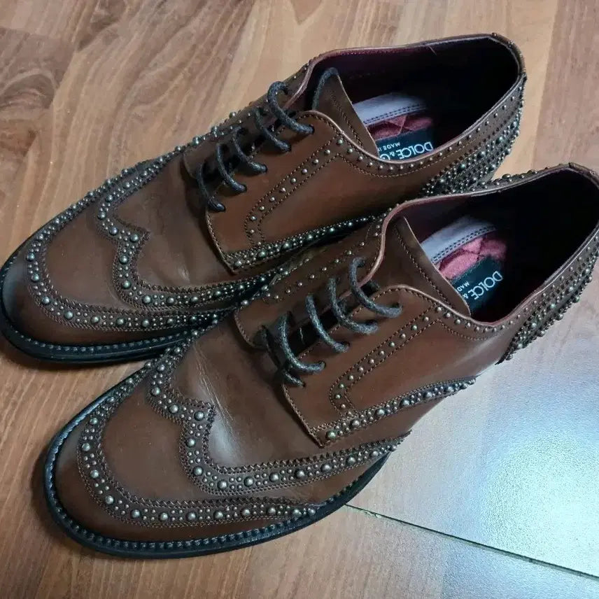 [BUNJANG] Dolce &amp; Gabbana Brown Studded Leather Dress Shoes / 돌체앤가바나 드레스 슈즈 260