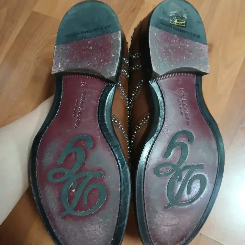 [BUNJANG] Dolce &amp; Gabbana Brown Studded Leather Dress Shoes / 돌체앤가바나 드레스 슈즈 260