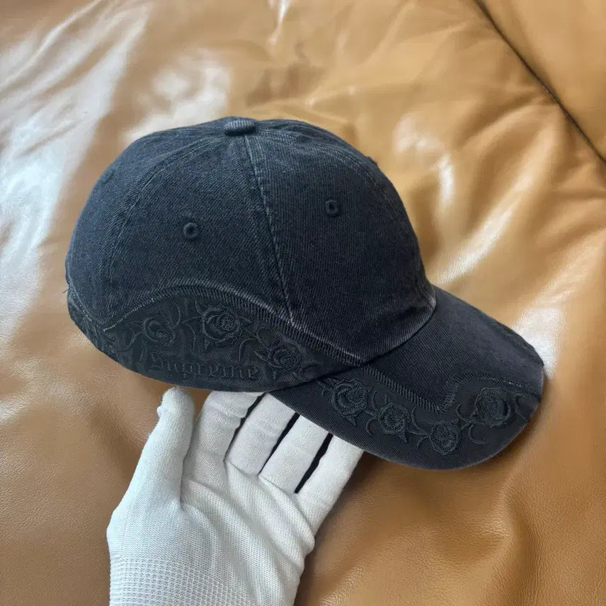 [BUNJANG] Supreme 6-Panel Rose Washed Black Cap / 슈프림 6패널 볼캡 모자 로즈 워시드 블랙