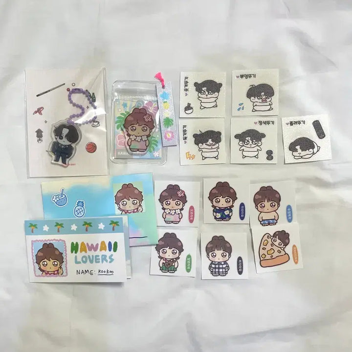 [BUNJANG] Jungkook Keychain Bundle Set (Jjampjoo, Gungmul) + Stickers (Kkukdooki, Gungmul) / 정국 키링 잠꾸 +궁물 + 꾹뚜기 띠부씰 방탄 비공굿 뚜기씰 스티커