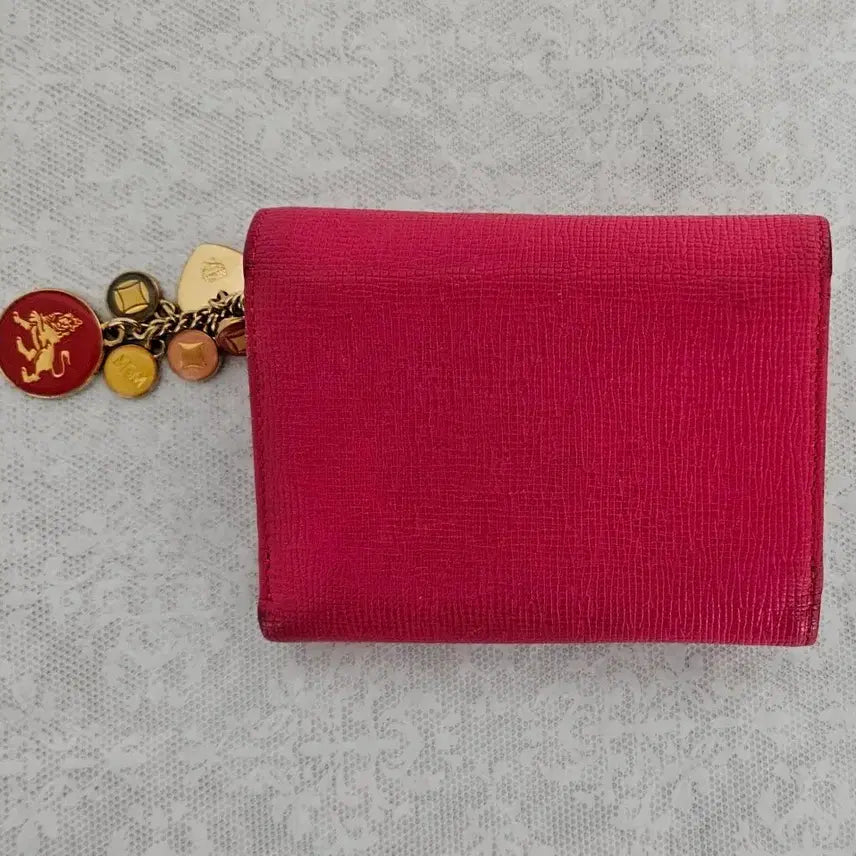 [BUNJANG] MCM Logo Charm Genuine Leather Compact Wallet / [정품] MCM 지갑 (SungJoo D&amp;D Inc.)