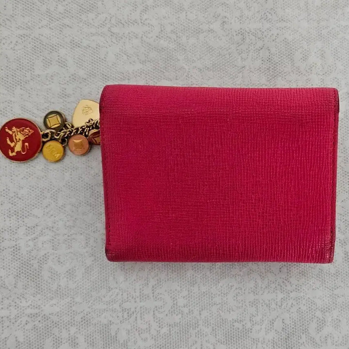 [BUNJANG] MCM Logo Charm Genuine Leather Compact Wallet / [정품] MCM 지갑 (SungJoo D&amp;D Inc.)