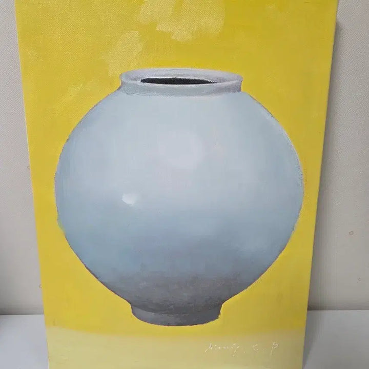[BUNJANG] Park Kwang-chul Moon Jar Oil Painting / 박광출 달항아리 유화 작품 (노란색)