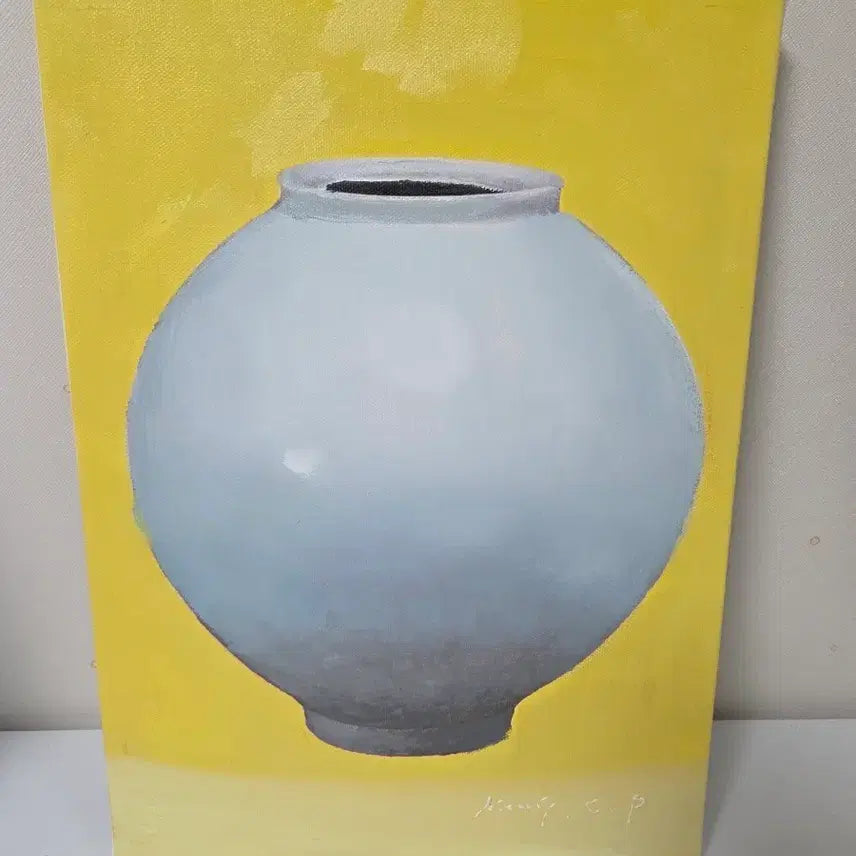 [BUNJANG] Park Kwang-chul Moon Jar Oil Painting / 박광출 달항아리 유화 작품 (노란색)