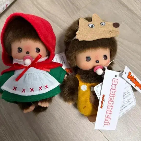 [BUNJANG] Monchhichi Bebe Monchhichi Red Riding Hood Wolf Set / 몬치치 베베치치 빨간모자 늑대 인형 세트