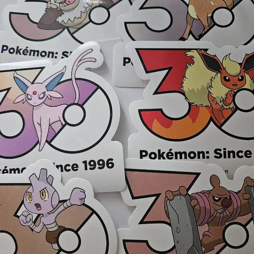 [BUNJANG] Pokemon 30th Anniversary Logo Sticker Set - Eevee Evolutions / 포켓몬 30주년 로고스티커 에브이 부스터 이브이 진화