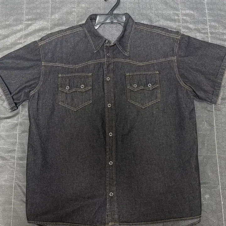 [BUNJANG] Denim Short Sleeve Shirt Jacket / (새상품)진청데님 반팔 셔츠 자켓