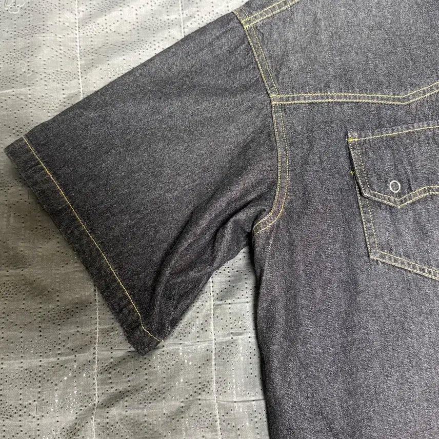 [BUNJANG] Denim Short Sleeve Shirt Jacket / (새상품)진청데님 반팔 셔츠 자켓