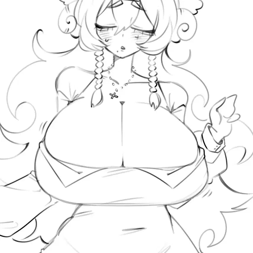 [BUNJANG] Female Character Bust Commission (Black &amp; White) / 퐁츄탱츄 여캐 커미션 흑백 반신 0.5