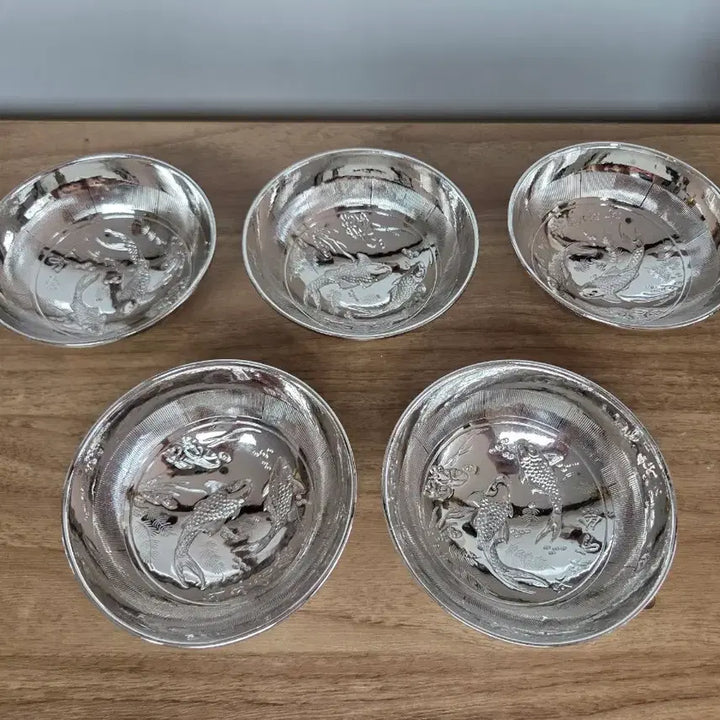 [BUNJANG] White Brass Tea Bowls (Set of 5) / 백동 다완잔 5개 (새제품)