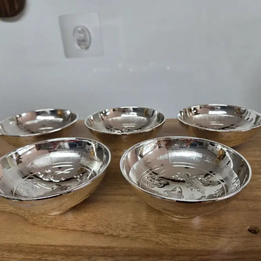 [BUNJANG] White Brass Tea Bowls (Set of 5) / 백동 다완잔 5개 (새제품)