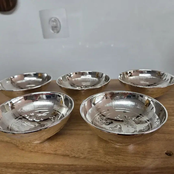 [BUNJANG] White Brass Tea Bowls (Set of 5) / 백동 다완잔 5개 (새제품)