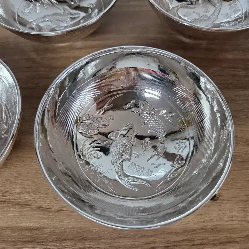 [BUNJANG] White Brass Tea Bowls (Set of 5) / 백동 다완잔 5개 (새제품)
