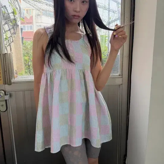 [BUNJANG] Aoi Yuu Patchwork Sleeveless Top / 아오이유우 패치슬리스리스 패치워크 김아홉 모래하우스