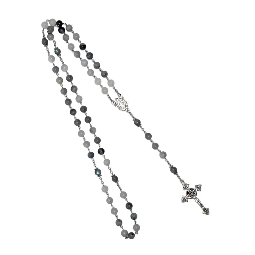 [BUNJANG] Cloudy Quartz and Labradorite Prayer Beads / 잿빛 묵주