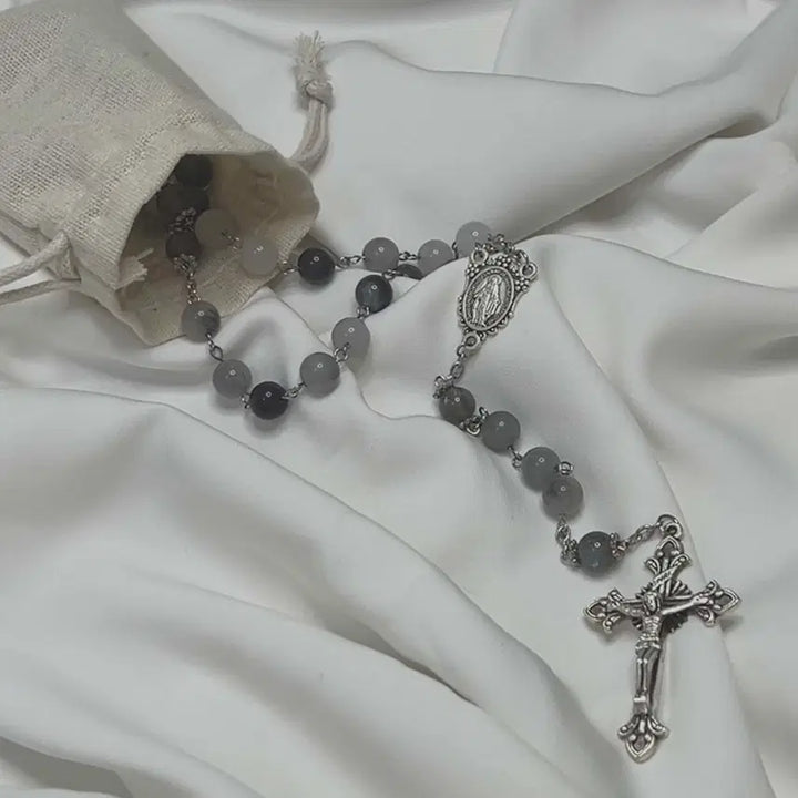 [BUNJANG] Cloudy Quartz and Labradorite Prayer Beads / 잿빛 묵주