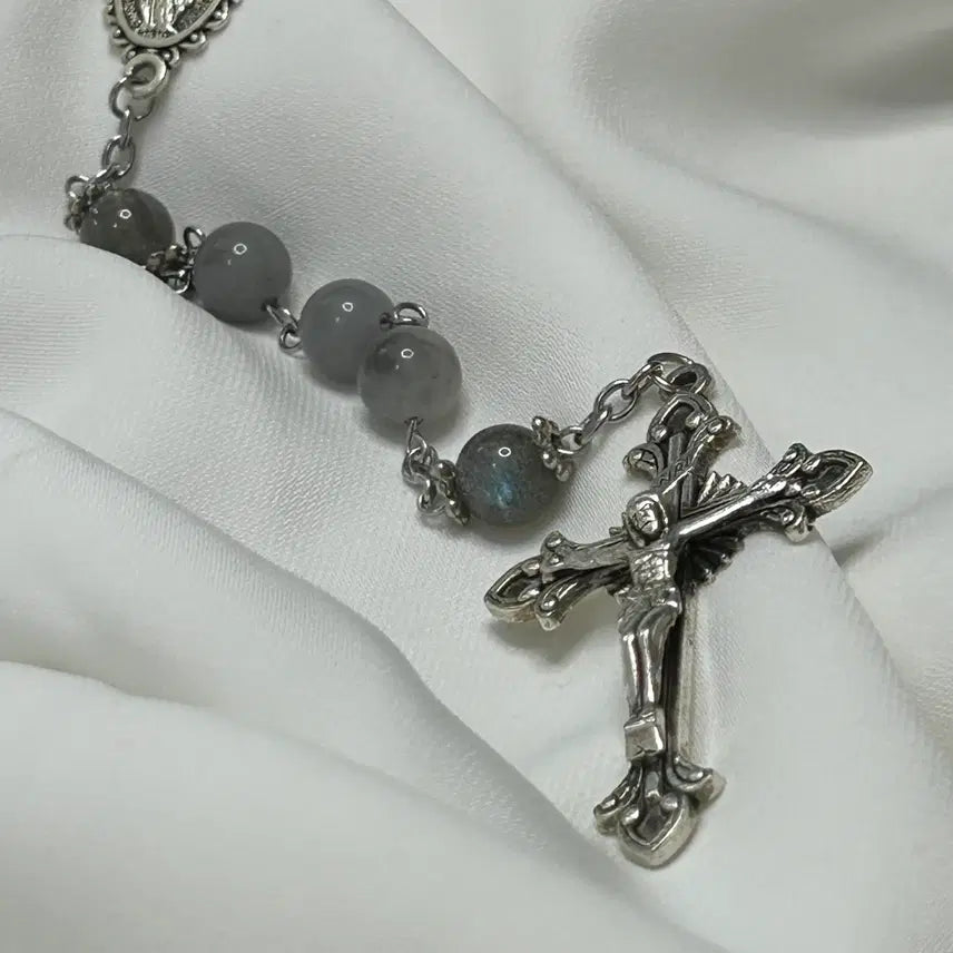 [BUNJANG] Cloudy Quartz and Labradorite Prayer Beads / 잿빛 묵주