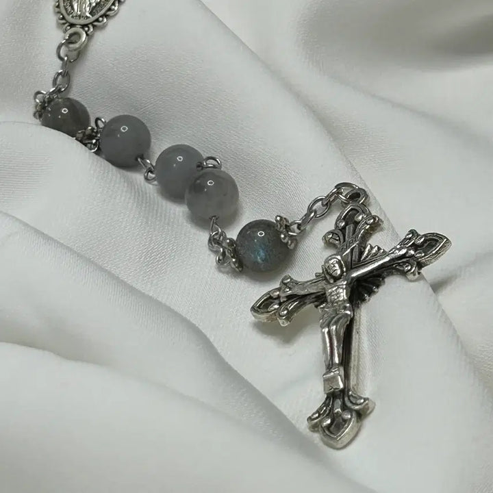 [BUNJANG] Cloudy Quartz and Labradorite Prayer Beads / 잿빛 묵주