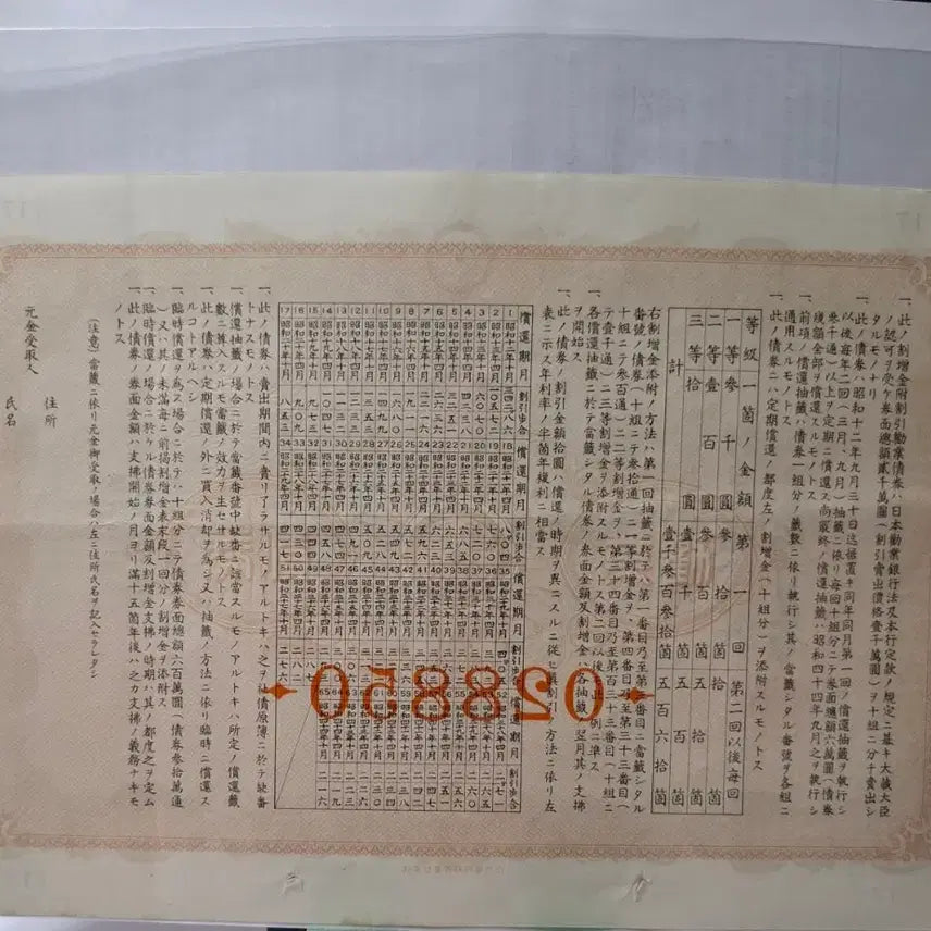 [BUNJANG] Japanese Industrial Bank Discount Bond 1937 20 Won / 일본권업은행 할인 채권 소화12년 20원권 028850  상태굿