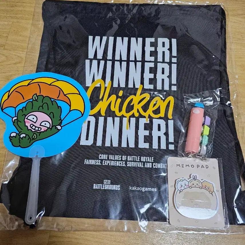 [BUNJANG] Battlegrounds Gym Sack, Fan, Notepads, Keycap Keyring Set / 배틀그라운드 짐쌕 부채 메모패드 키캡키링세트
